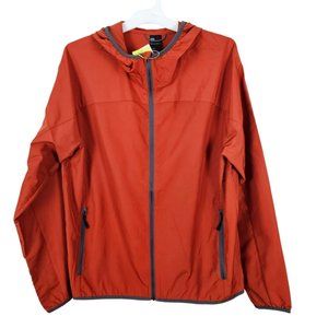 All In Motion Men Jacket Size Large Lightweight Water Repellent Rust/Orange Zip